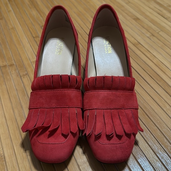 Kenneth Cole Red Suede Women's Loafers - Picture 2 of 7